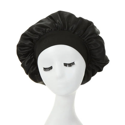 Lustraus Silky Satin Sleeping Bonnet – Wide-Brim Night Cap for Frizz-Free Hair