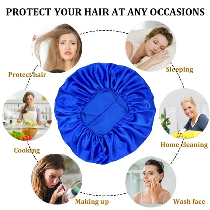 Lustraus Silky Satin Sleeping Bonnet – Wide-Brim Night Cap for Frizz-Free Hair