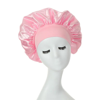 Lustraus Silky Satin Sleeping Bonnet – Wide-Brim Night Cap for Frizz-Free Hair